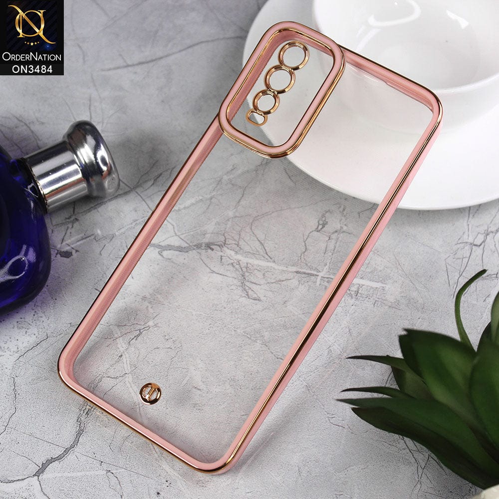 vivo Y20a Cover - Pink - New Electroplated Side Borders Camera Protection Case