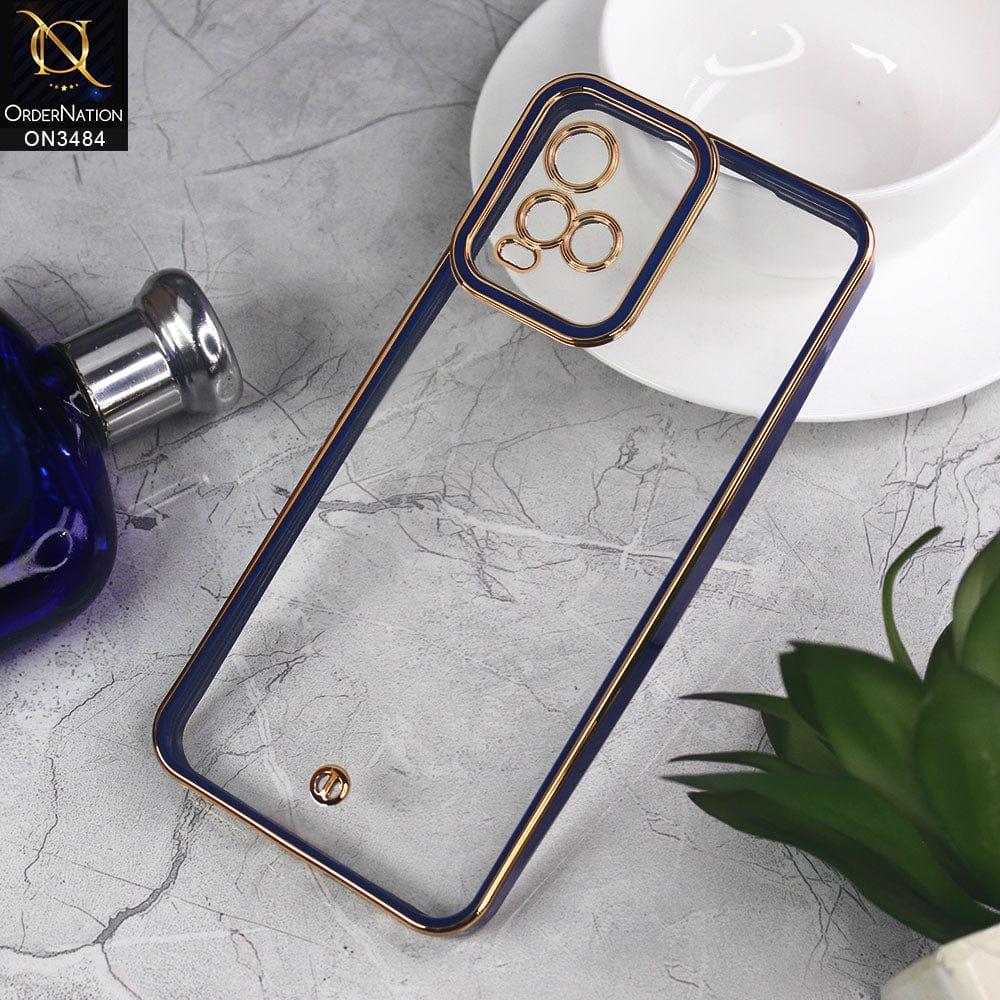 Vivo Y33s Cover - Blue - New Electroplated Side Borders Camera Protection Case