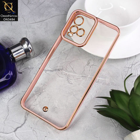 Vivo Y21e Cover - Pink - New Electroplated Side Borders Camera Protection Case