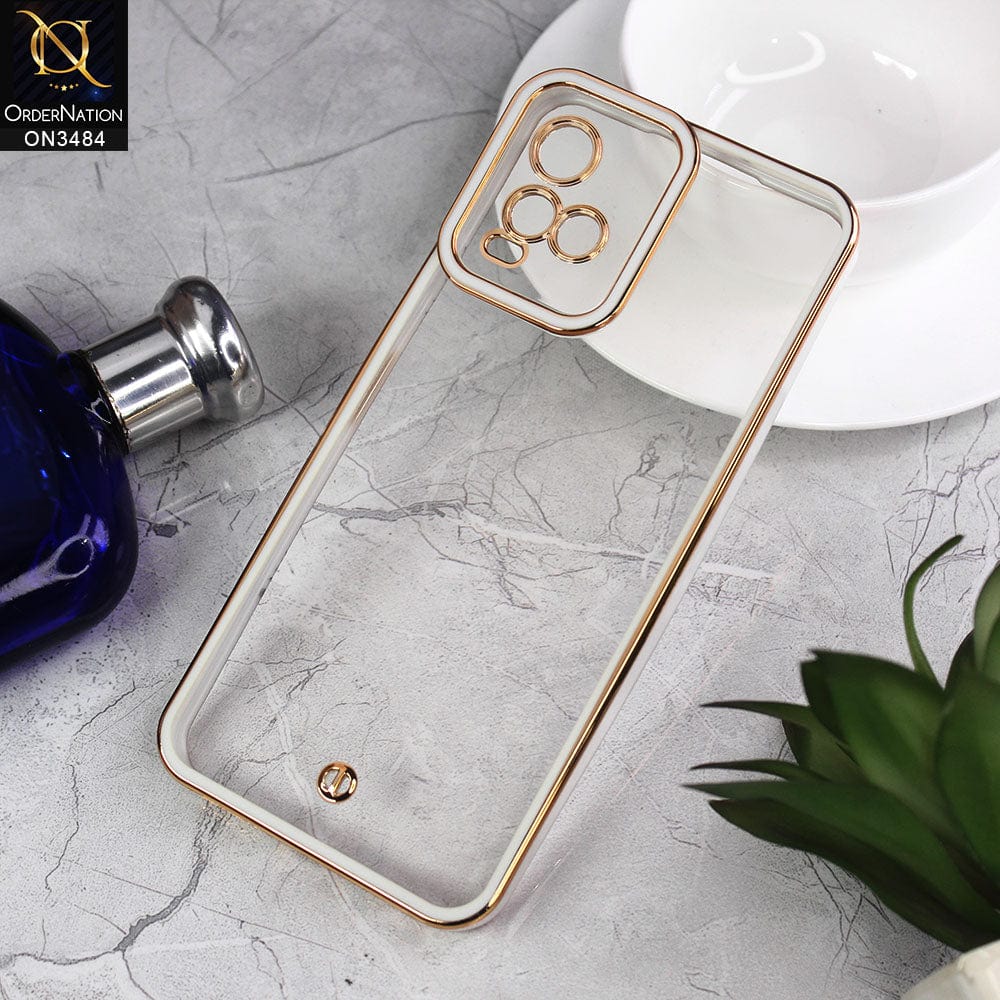 Vivo Y21 Cover - White - New Electroplated Side Borders Camera Protection Case