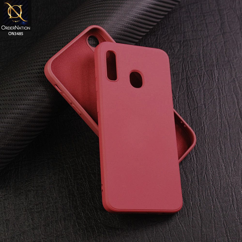 Samsung Galaxy A20 Cover - Red - ONation Silica Gel Series - HQ Liquid Silicone Elegant Colors Camera Protection Soft Case