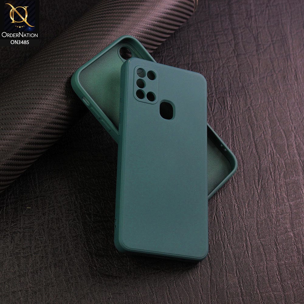 Samsung Galaxy A21s Cover - Dark Green - ONation Silica Gel Series - HQ Liquid Silicone Elegant Colors Camera Protection Soft Case