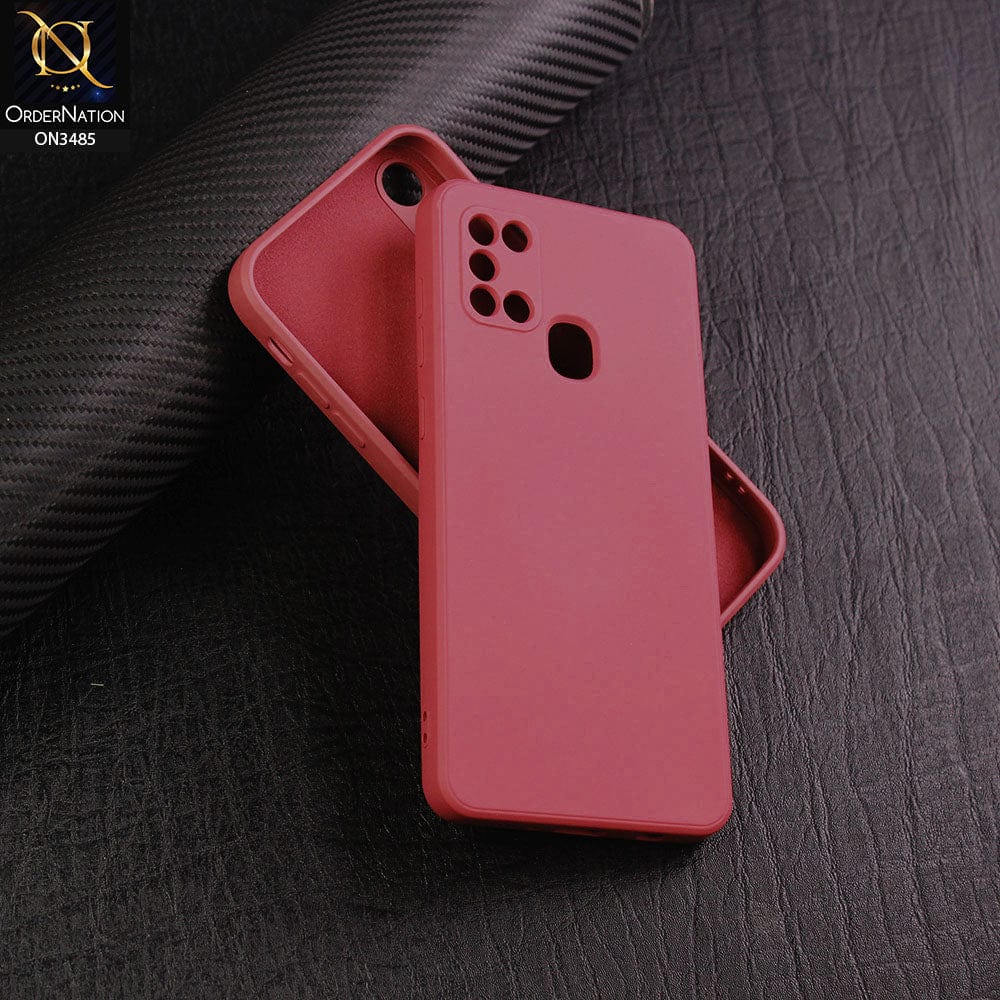 Samsung Galaxy A21s Cover - Red - ONation Silica Gel Series - HQ Liquid Silicone Elegant Colors Camera Protection Soft Case