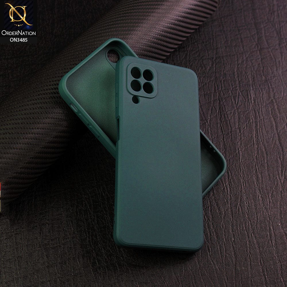 Samsung Galaxy A22 Cover - Dark Green - ONation Silica Gel Series - HQ Liquid Silicone Elegant Colors Camera Protection Soft Case