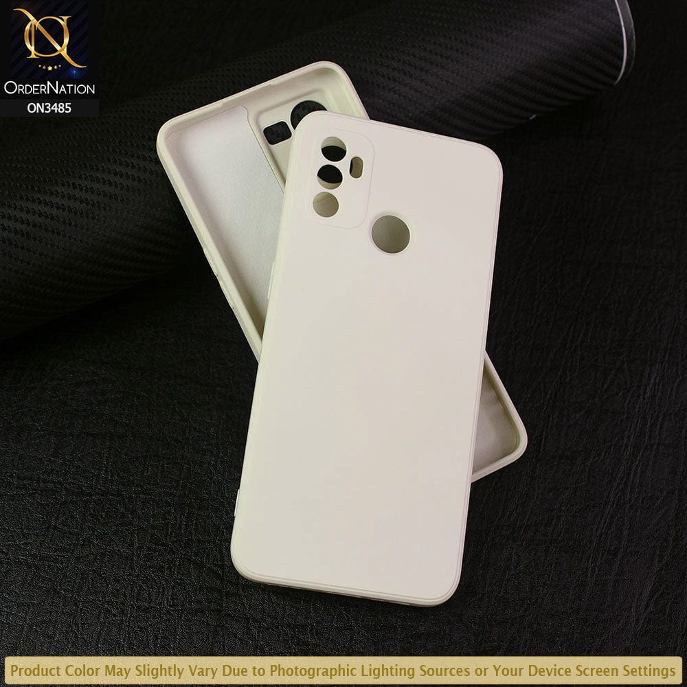 Oppo A53s Cover - Off White - ONation Silica Gel Series - HQ Liquid Silicone Elegant Colors Camera Protection Soft Case