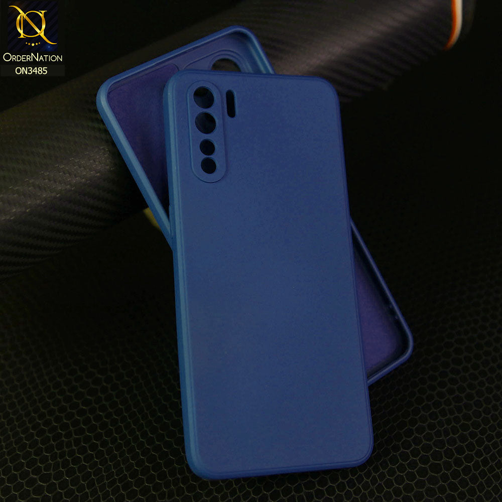 Oppo Reno 3 Cover - Blue - ONation Silica Gel Series - HQ Liquid Silicone Elegant Colors Camera Protection Soft Case
