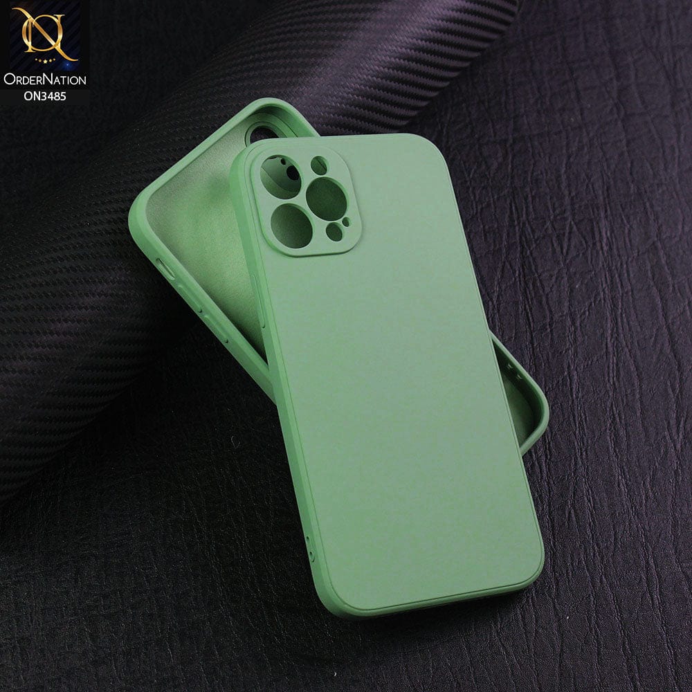 iPhone 12 Pro Max Cover - Light Green - ONation Silica Gel Series - HQ Liquid Silicone Elegant Colors Camera Protection Soft Case