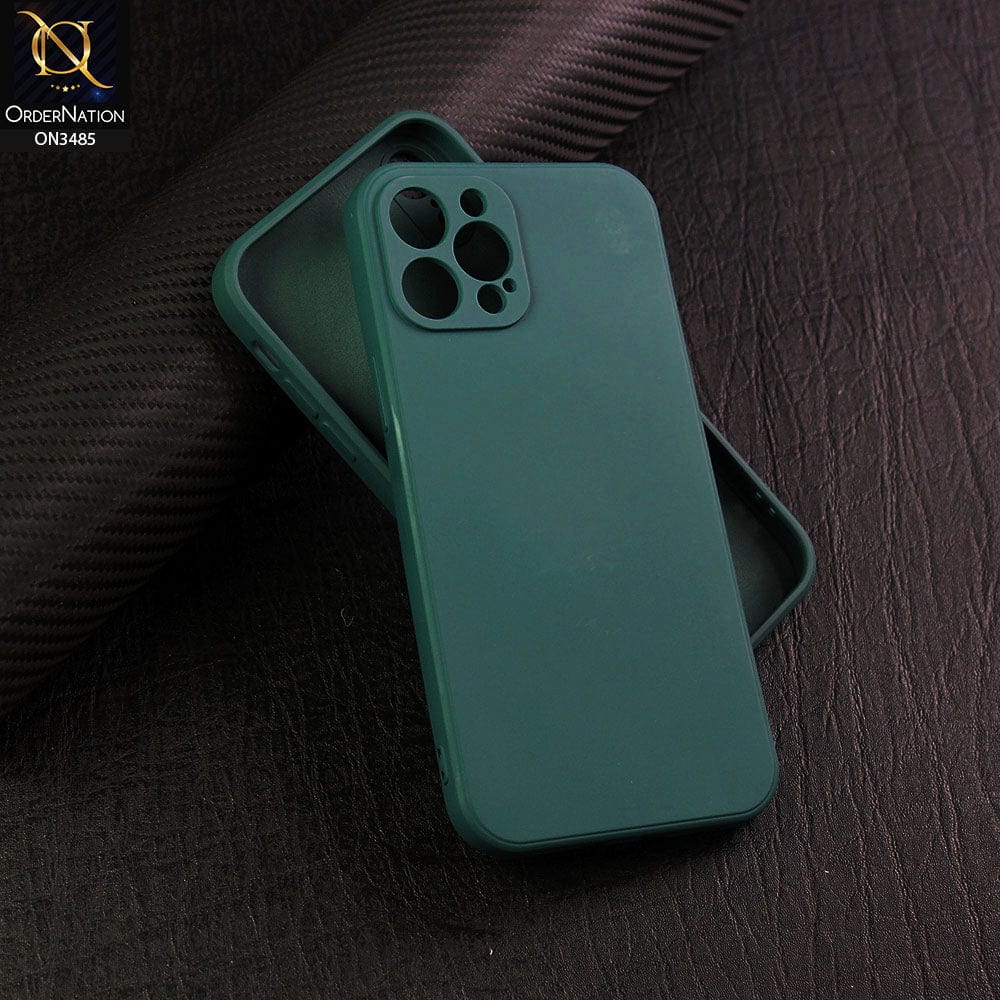 iPhone 13 Pro Max Cover - Dark Green - ONation Silica Gel Series - HQ Liquid Silicone Elegant Colors Camera Protection Soft Case