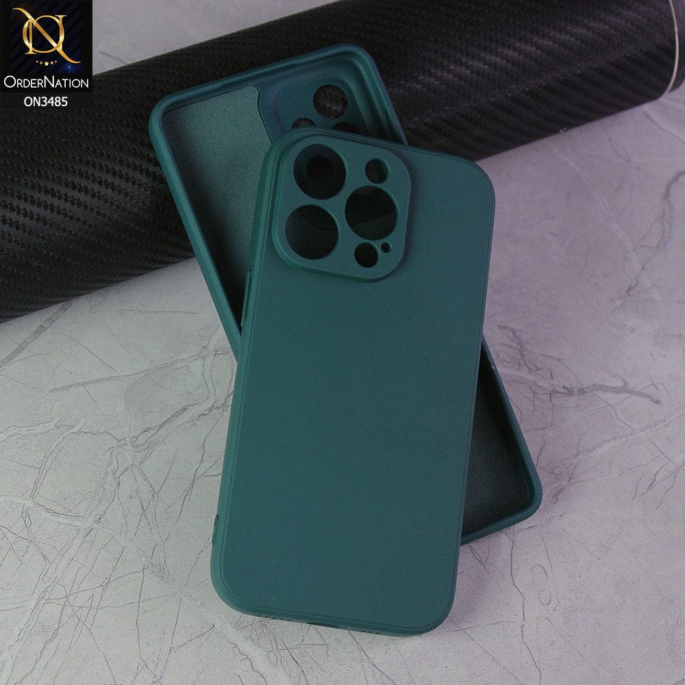 iPhone 14 Pro Max Cover - Dark Green - ONation Silica Gel Series - HQ Liquid Silicone Elegant Colors Camera Protection Soft Case