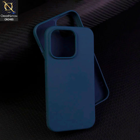 iPhone 15 Pro Cover - Blue - ONation Silica Gel Series - HQ Liquid Silicone Elegant Colors Camera Protection Soft Case