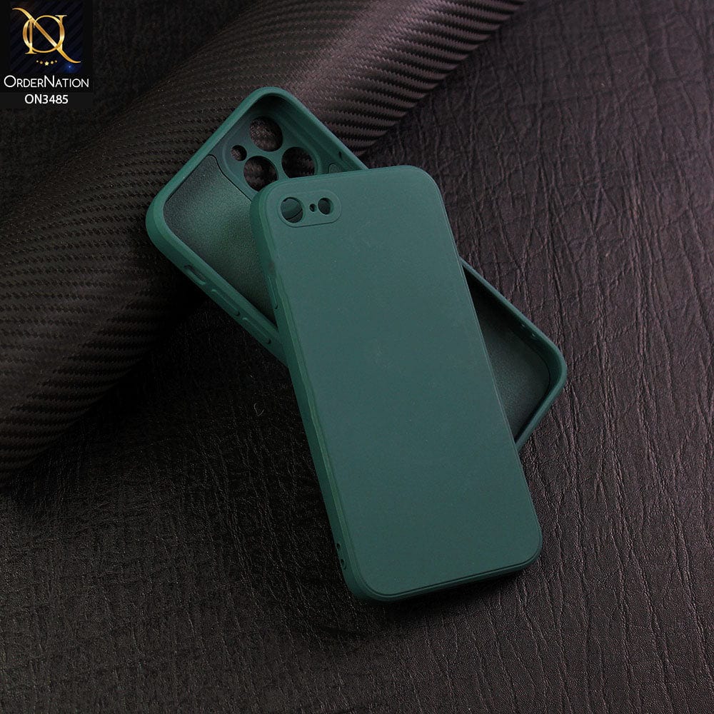 iPhone SE 2020 Cover - Dark Green - ONation Silica Gel Series - HQ Liquid Silicone Elegant Colors Camera Protection Soft Case