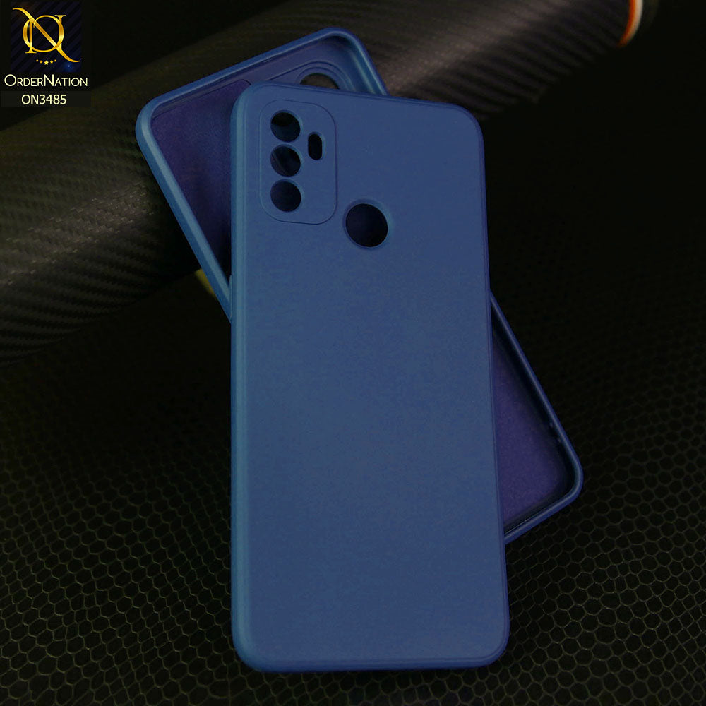 Oppo A32 Cover - Blue - ONation Silica Gel Series - HQ Liquid Silicone Elegant Colors Camera Protection Soft Case