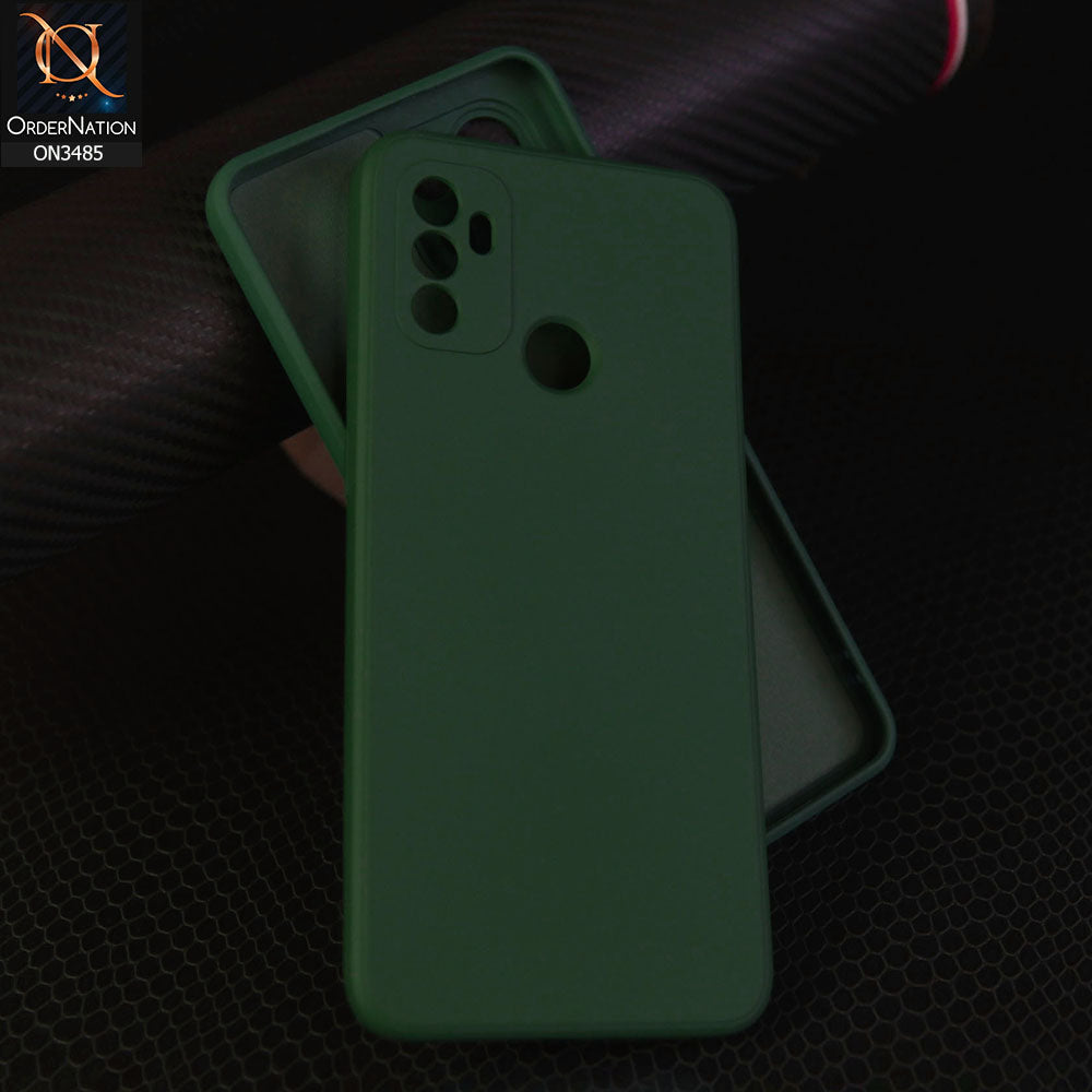 Oppo A32 Cover - Dark Green - ONation Silica Gel Series - HQ Liquid Silicone Elegant Colors Camera Protection Soft Case