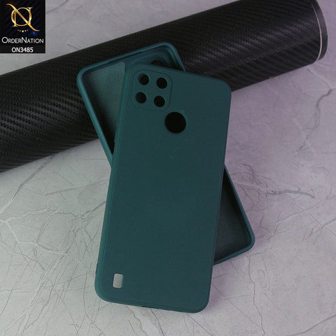 Realme C21Y Cover - Dark Green - ONation Silica Gel Series - HQ Liquid Silicone Elegant Colors Camera Protection Soft Case