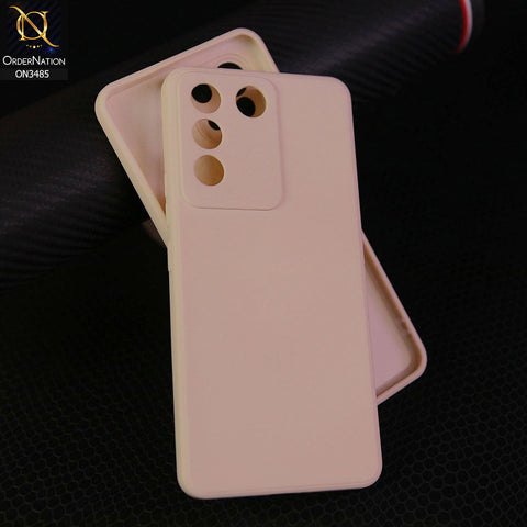 Vivo S16e Cover - Off White - ONation Silica Gel Series - HQ Liquid Silicone Elegant Colors Camera Protection Soft Case