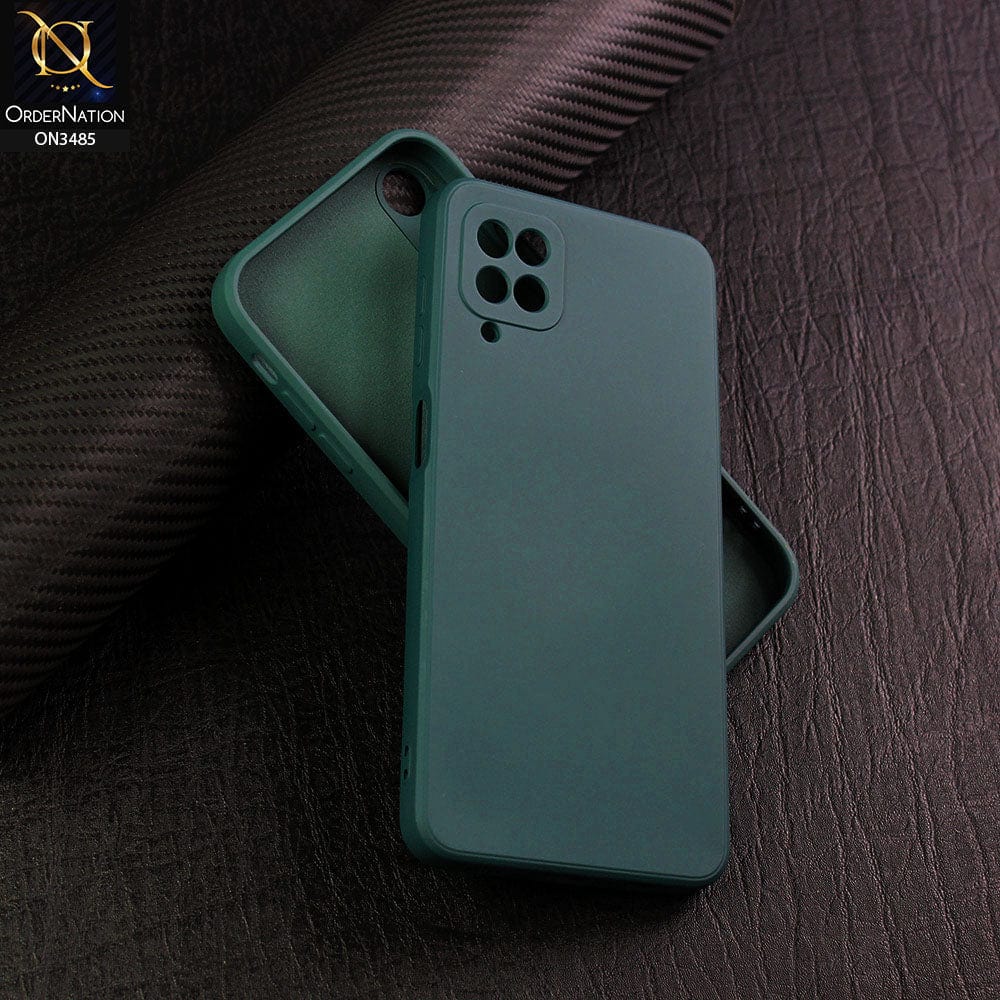 Samsung Galaxy A12 Cover - Dark Green - ONation Silica Gel Series - HQ Liquid Silicone Elegant Colors Camera Protection Soft Case