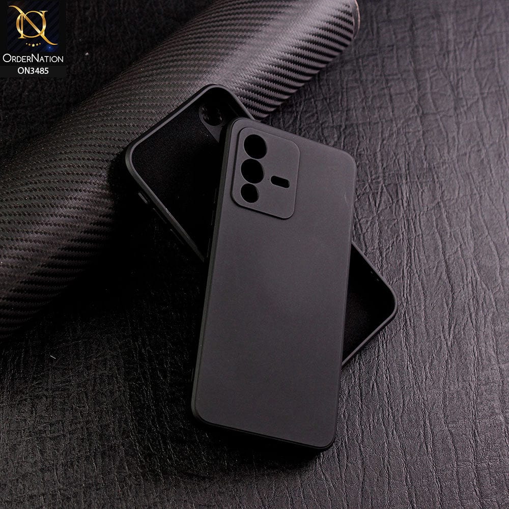 Vivo V23 5G Cover - Black - ONation Silica Gel Series - HQ Liquid Silicone Elegant Colors Camera Protection Soft Case