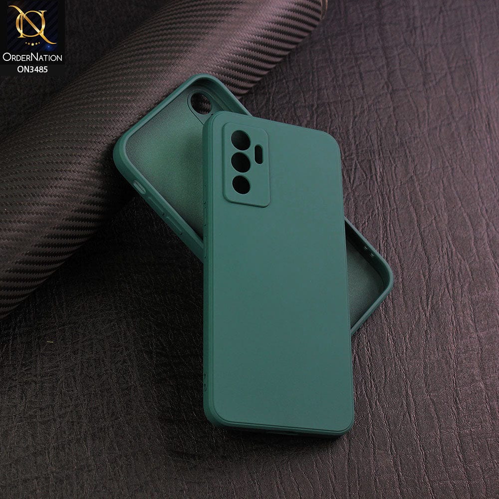 Vivo V23e Cover - Dark Green - ONation Silica Gel Series - HQ Liquid Silicone Elegant Colors Camera Protection Soft Case