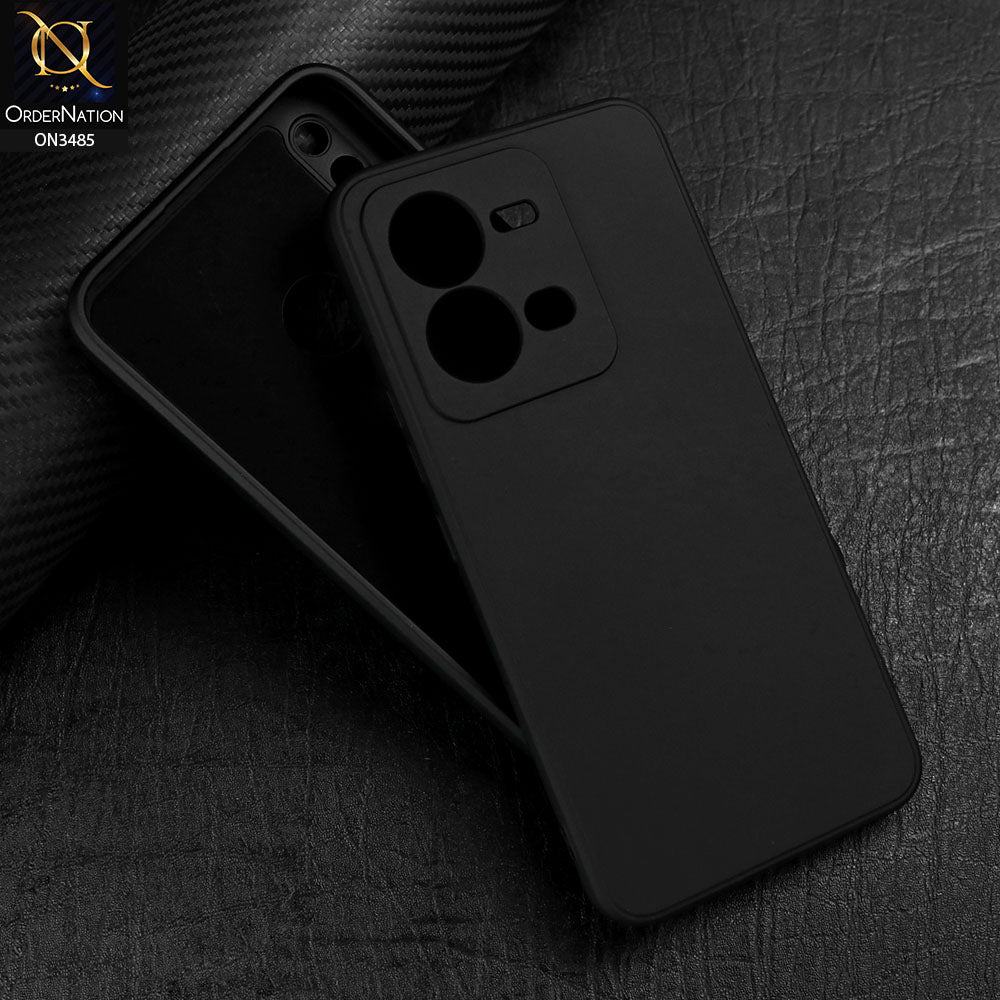 Vivo V25 5G Cover - Black - ONation Silica Gel Series - HQ Liquid Silicone Elegant Colors Camera Protection Soft Case