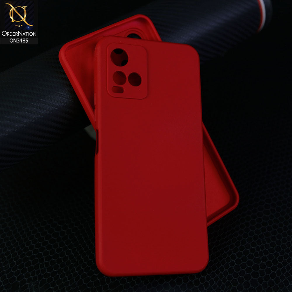 Vivo Y32 Cover - Dark Red - ONation Silica Gel Series - HQ Liquid Silicone Elegant Colors Camera Protection Soft Case