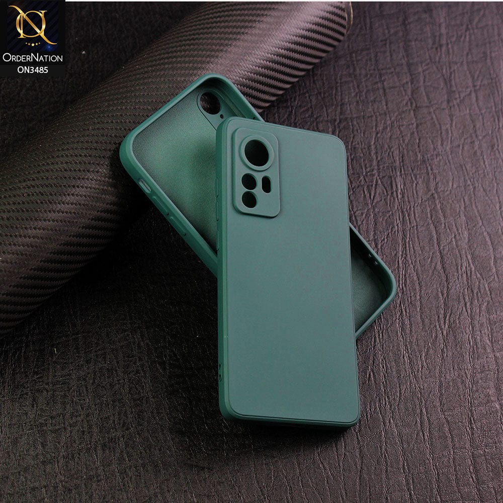 Xiaomi 12X Cover - Dark Green - ONation Silica Gel Series - HQ Liquid Silicone Elegant Colors Camera Protection Soft Case