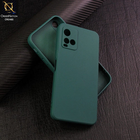 Vivo Y21s Cover - Dark Green - ONation Silica Gel Series - HQ Liquid Silicone Elegant Colors Camera Protection Soft Case