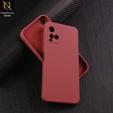 Vivo Y21t Cover - Red - ONation Silica Gel Series - HQ Liquid Silicone Elegant Colors Camera Protection Soft Case