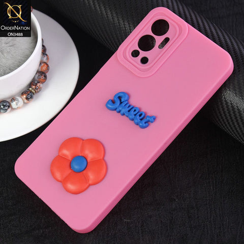Infinix Hot 12 Cover - Pink - Design 9 - Candy Color Cute Look  Soft Silicone Sweet Case
