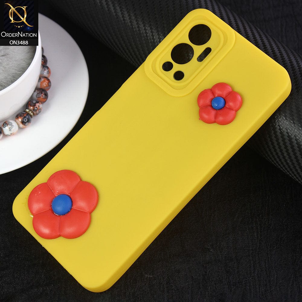 Infinix Hot 12 Cover - Yellow - Design 4 - Candy Color Cute Look  Soft Silicone Sweet Case