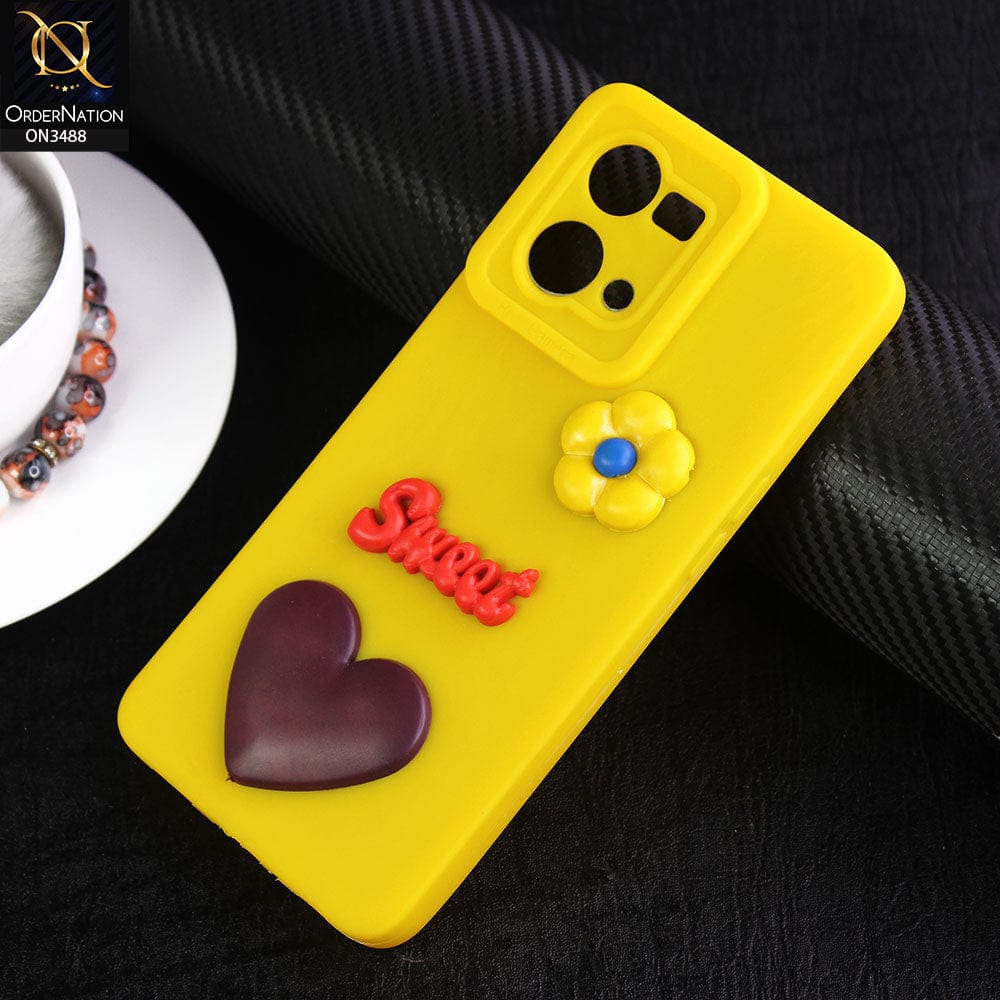 Oppo F21 Pro 4G Cover - Yellow - Design 1 - Candy Color Cute Look  Soft Silicone Sweet Case