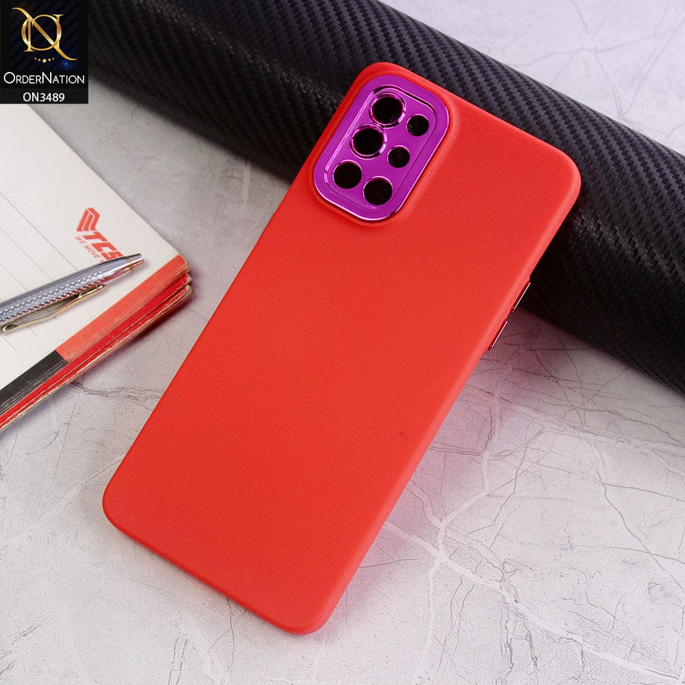 Vivo V23e 5G Cover - Red - Rubberized Tpu+Pc Anti Scratch Shiny Camera Lens Protection Soft Case