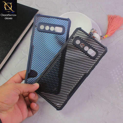 Samsung Galaxy S20 Ultra Cover - Blue - Hybrid Carbon Fiber With Camera Protection Soft Case