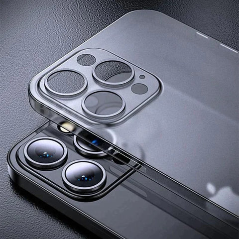 iPhone 14 Pro Cover - Graphite Black - AG Frosted Glass Soft Silicone Border Case With Camera Protection