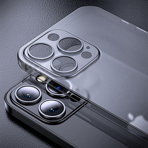 iPhone 14 Pro Max Cover - Graphite - AG Frosted Glass Soft Silicone Border Case With Camera Lense Protection