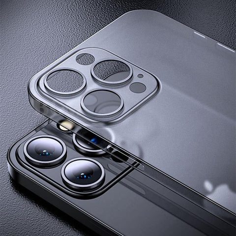 iPhone 13 Pro Max Cover - Graphite - AG Frosted Glass Soft Silicone Border Case With Camera Protection