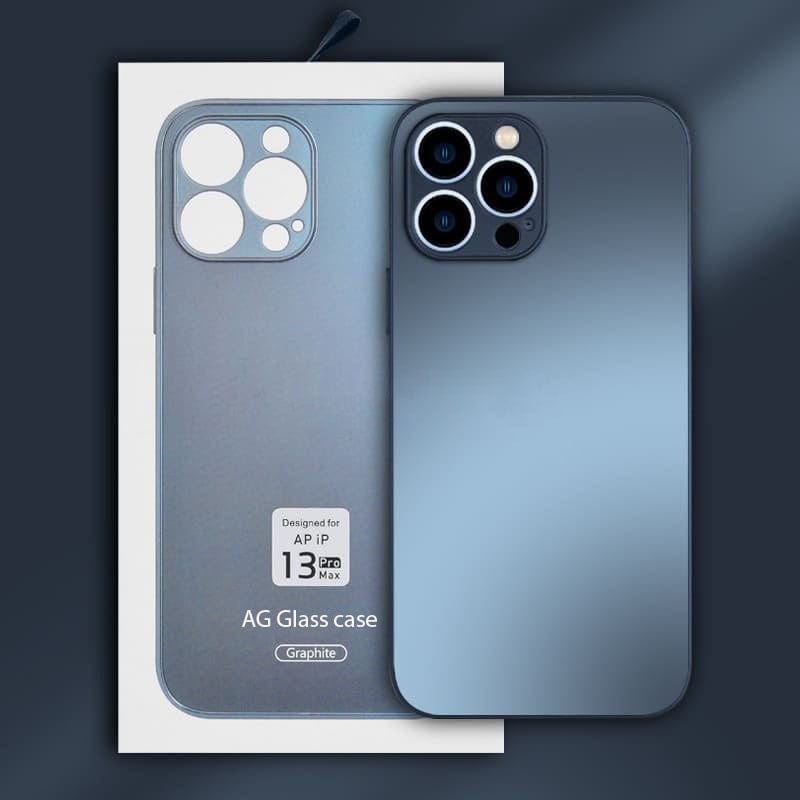 iPhone 13 Pro Max Cover - Graphite - AG Frosted Glass Soft Silicone Border Case With Camera Protection