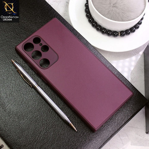 Samsung Galaxy S22 Ultra 5G Cover - Burgundy - AG Frosted Glass Soft Silicone Border Case With Camera Protection