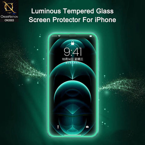 iPhone 12 Pro Max Protector - Blue - Fluorecent Color Lumionous Tempered Glass Screen Protector