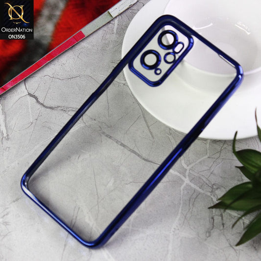 Realme 9i Cover - Blue - Electroplated Shiny Borders Soft Silicone Camera Protection Clear Case