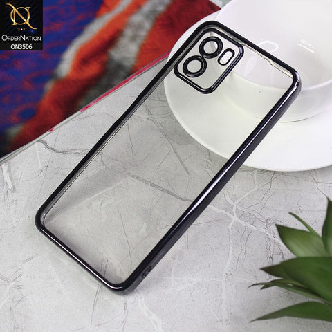 Vivo Y15c Cover - Black - Electroplated Shiny Borders Soft Silicone Camera Protection Clear Case