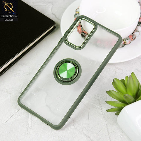 Samsung Galaxy A13 Cover - Green - Shiny Electroplated Camera Ring Back Shell Soft Borders Case With Ring Holder Stand