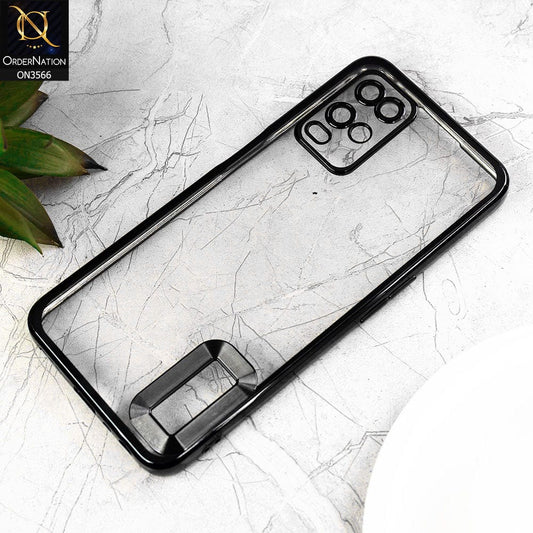 Oppo A55 5G Cover  - Black - Electroplating Borders Logo Hole Camera Lens Protection Soft Silicone Case