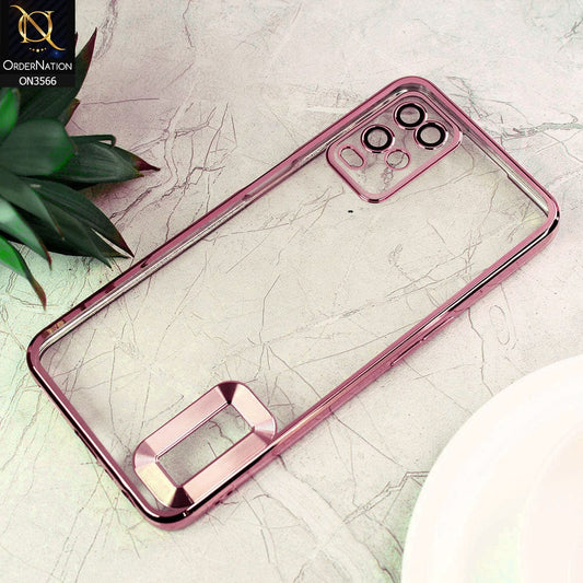 Oppo A55 5G Cover  - Rose Gold - Electroplating Borders Logo Hole Camera Lens Protection Soft Silicone Case