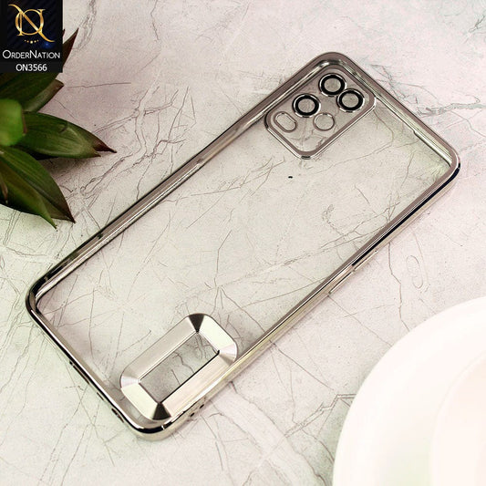Oppo A55 5G Cover  - Silver - Electroplating Borders Logo Hole Camera Lens Protection Soft Silicone Case