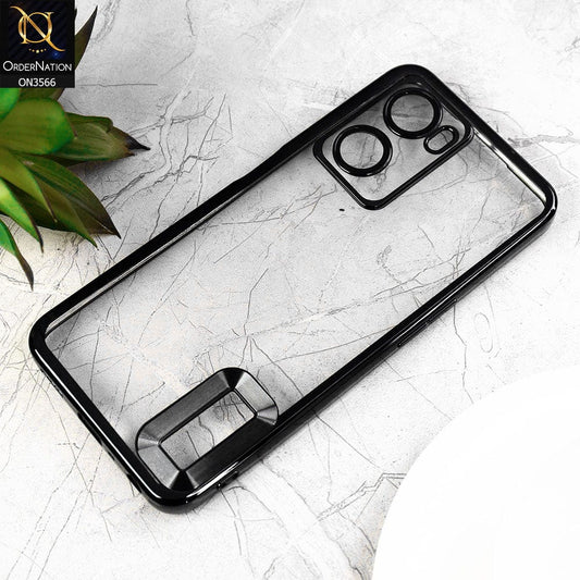 Oppo A77 4G Cover  - Black - Electroplating Borders Logo Hole Camera Lens Protection Soft Silicone Case