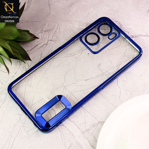 Oppo A77 4G Cover  - Blue - Electroplating Borders Logo Hole Camera Lens Protection Soft Silicone Case