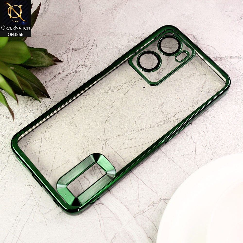 Oppo A77s Cover  - Green - Electroplating Borders Logo Hole Camera Lens Protection Soft Silicone Case