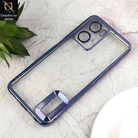 Oppo A57e Cover  - Sierra Blue - Electroplating Borders Logo Hole Camera Lens Protection Soft Silicone Case