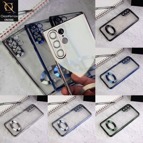 iPhone 14 Pro Max Cover - Silver - Electroplating Borders Logo Hole Camera Lens Protection Soft Silicone Case