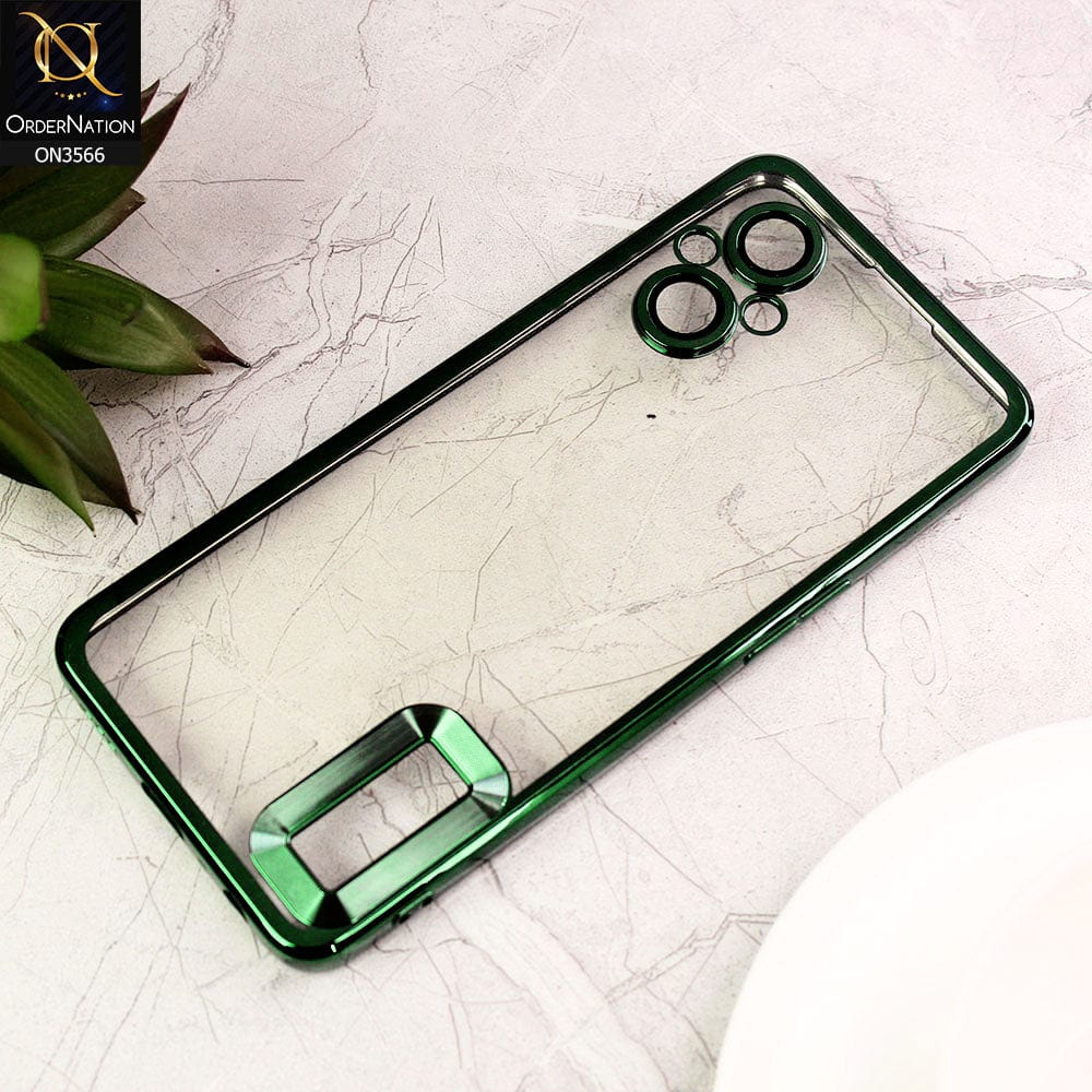 Oppo F21 Pro 5G Cover  - Green - Electroplating Borders Logo Hole Camera Lens Protection Soft Silicone Case